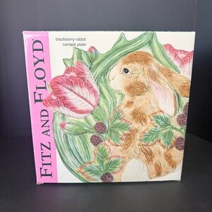 Vintage Fitz And Floyd Blackberry Rabbit Canape’ Plate Spring Bunny Original Box